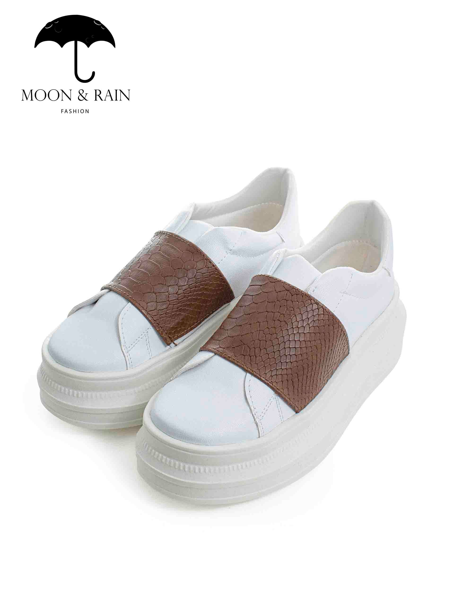 Tenis Blancos Cinta Snake Café - Tiendas Platino Tenis Mujer 22 MX