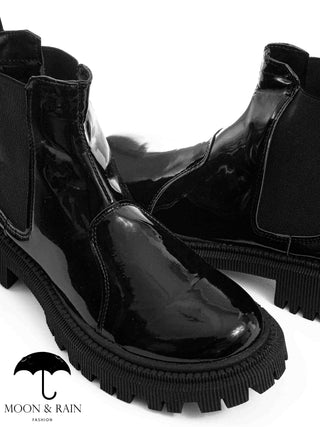 Botines para Dama Style Chelsea Boots Negras Charol Lisa