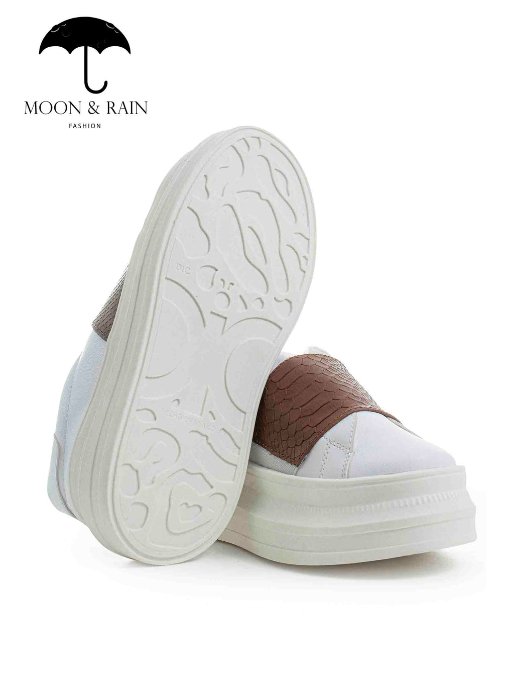 Tenis Blancos Cinta Snake Café - Tiendas Platino Tenis Mujer 22 MX