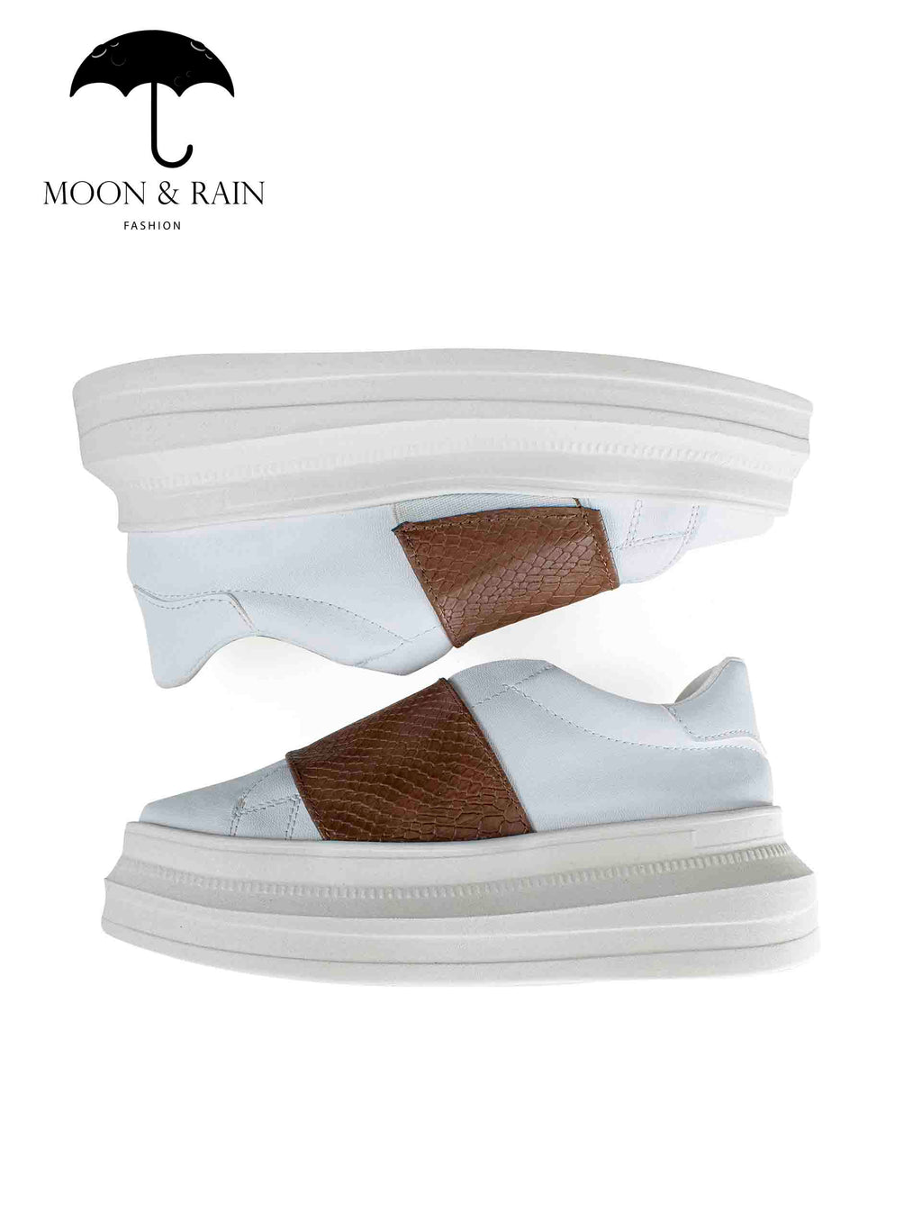 Tenis Blancos Cinta Snake Café - Tiendas Platino Tenis Mujer 22 MX