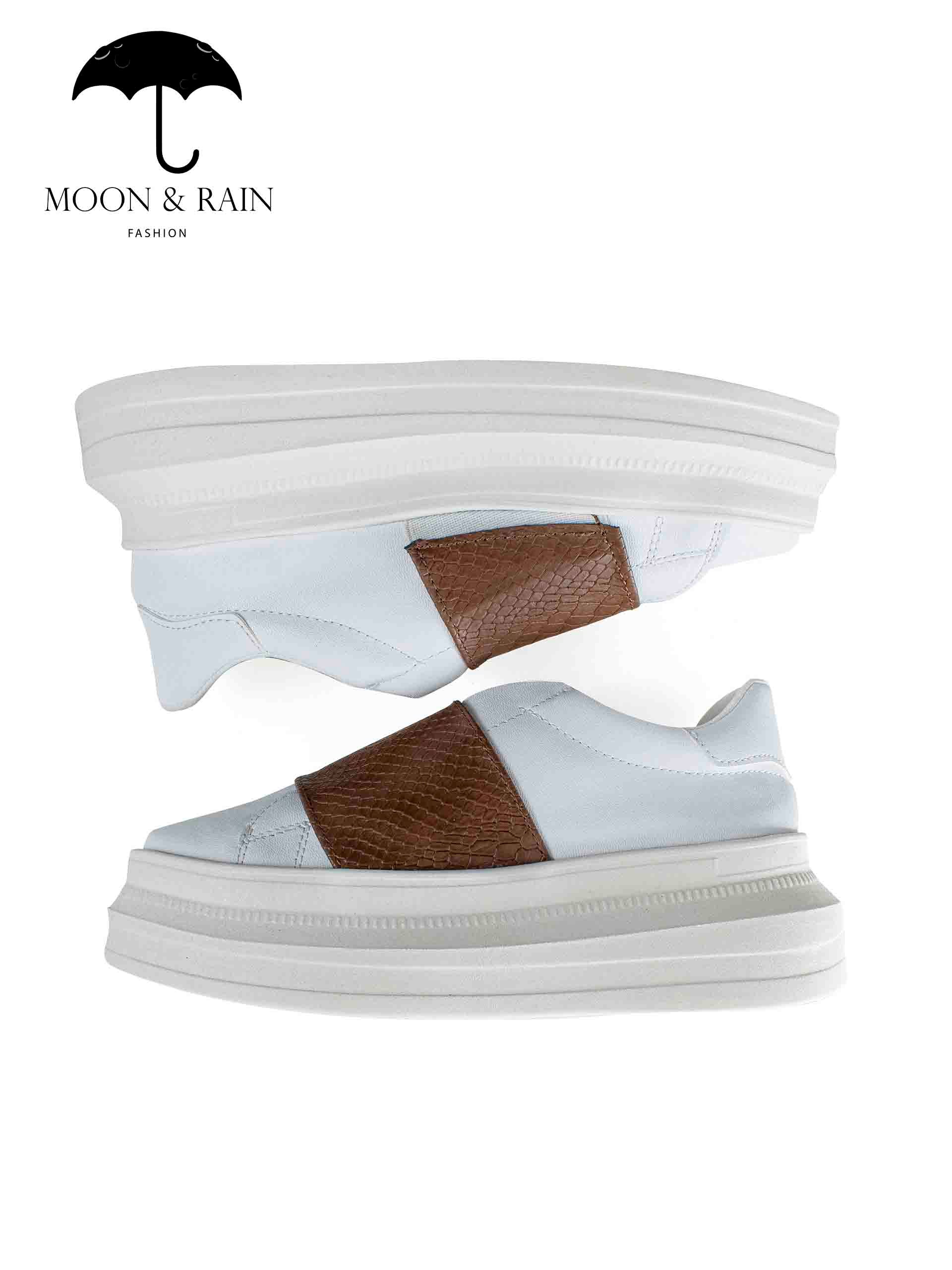 Tenis Blancos Cinta Snake Café - Tiendas Platino Tenis Mujer 22 MX