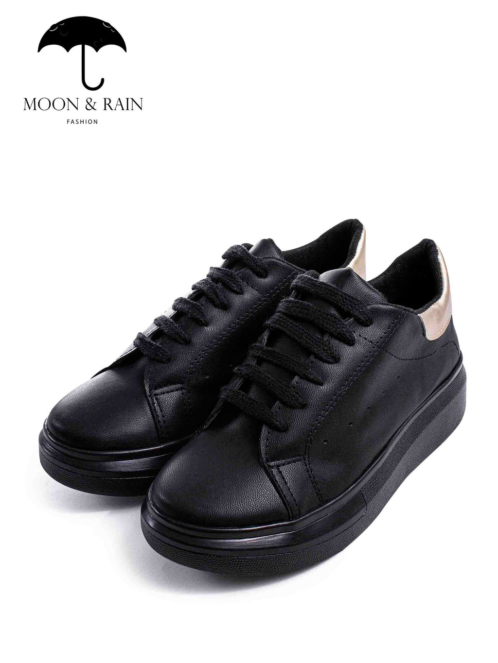 Tenis Negros Det Grabado Liso Plata Style 02 - Tiendas Platino Tenis Mujer 22 MX