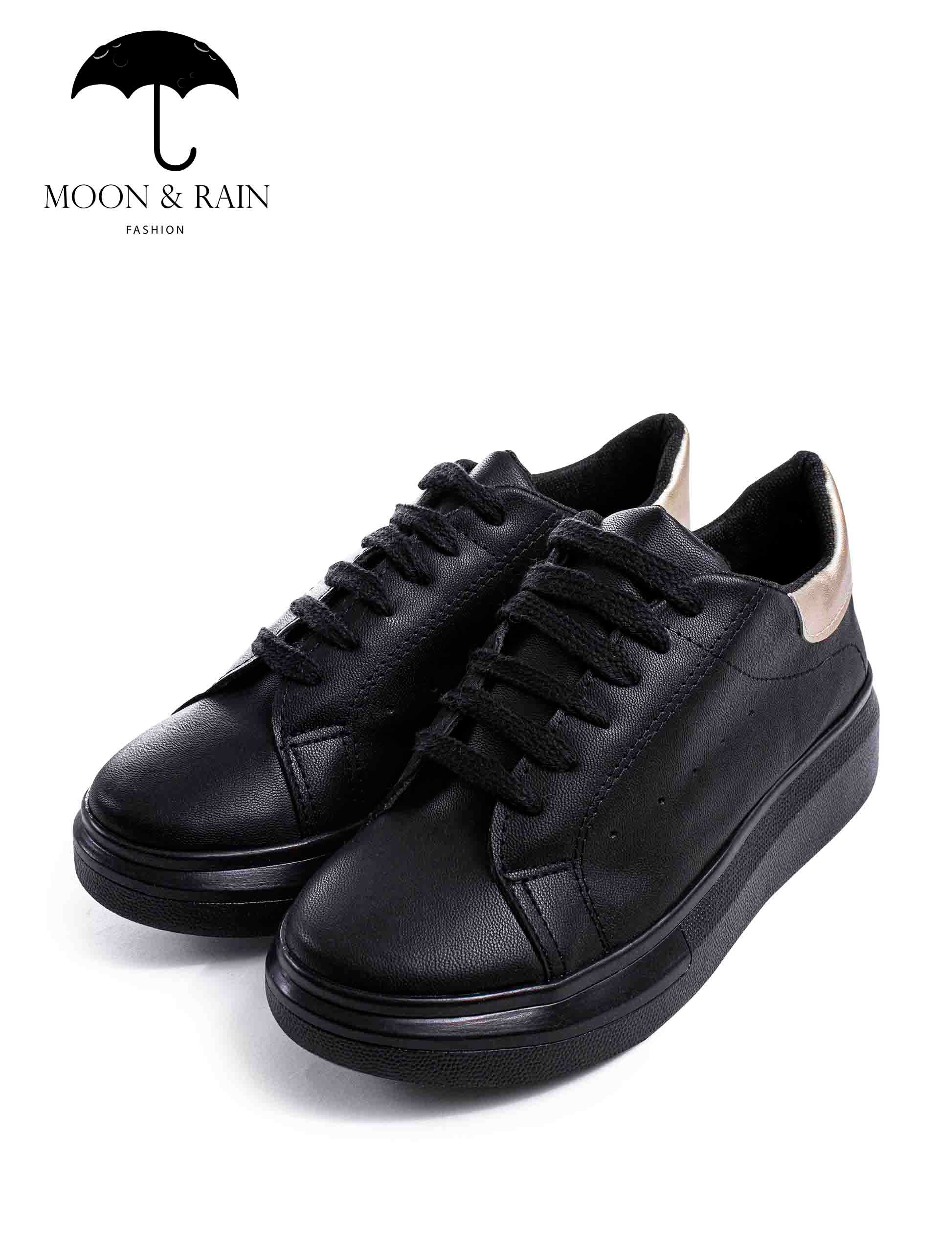 Tenis Negros Det Grabado Liso Plata Style 02 - Tiendas Platino Tenis Mujer 22 MX