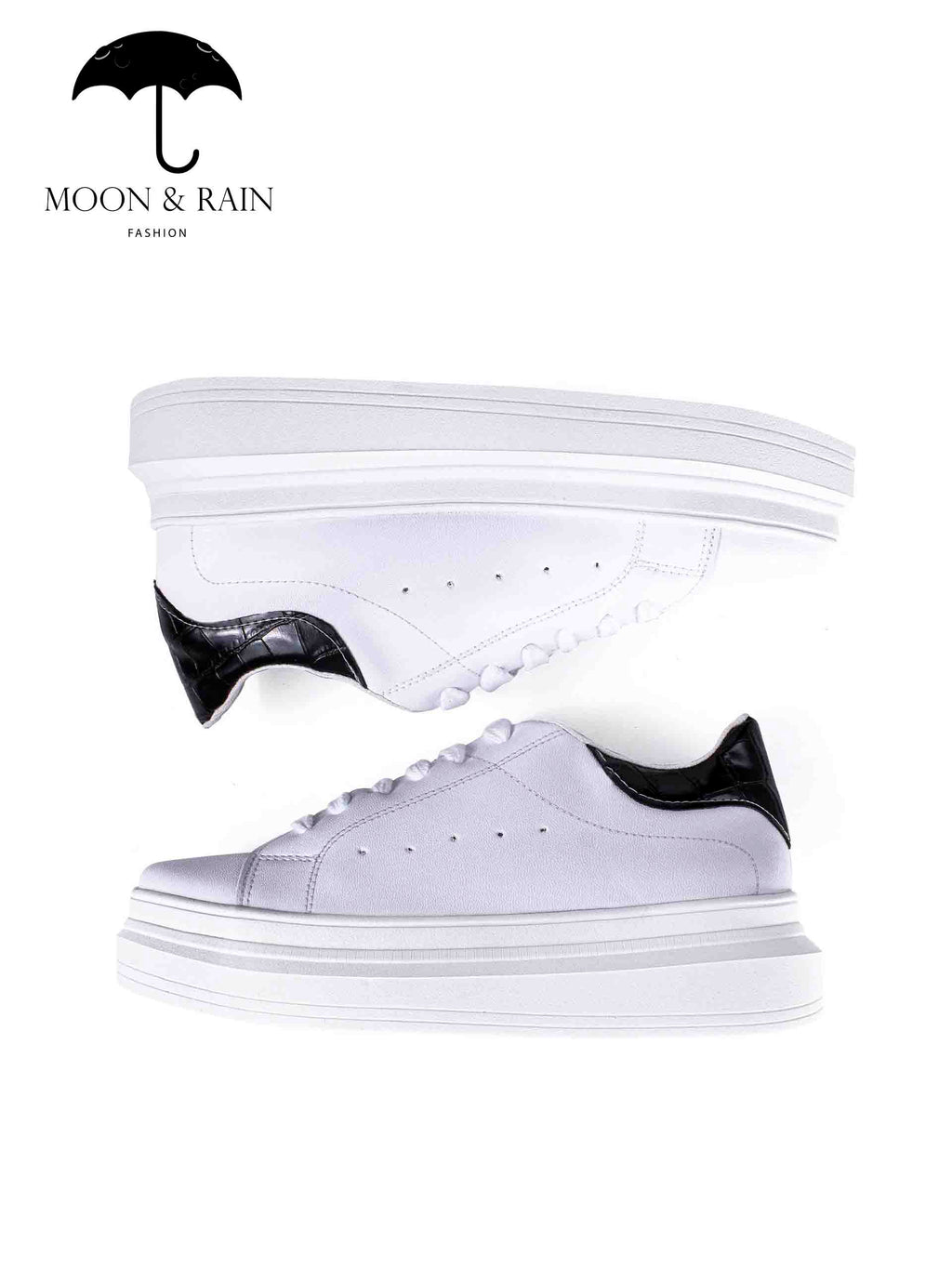 Tenis Blancos Lisos Detalles Pitón Negro - Tiendas Platino Tenis Hombre 25 MX