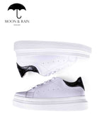 Tenis Blancos Lisos Detalles Pitón Negro - Tiendas Platino Tenis Hombre 25 MX