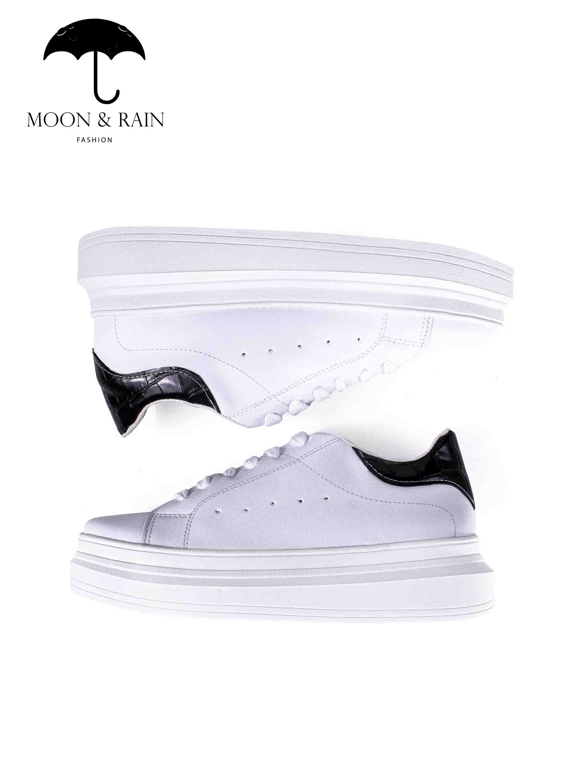 Tenis Blancos Lisos Detalles Pitón Negro - Tiendas Platino Tenis Hombre 25 MX