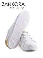 Tenis Blancos Lisos Detalles Pitón Dorado - Tiendas Platino Tenis Hombre 25 MX