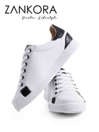 Tenis Blancos Lisos Detalles Pitón Negro - Tiendas Platino Tenis Hombre 25 MX