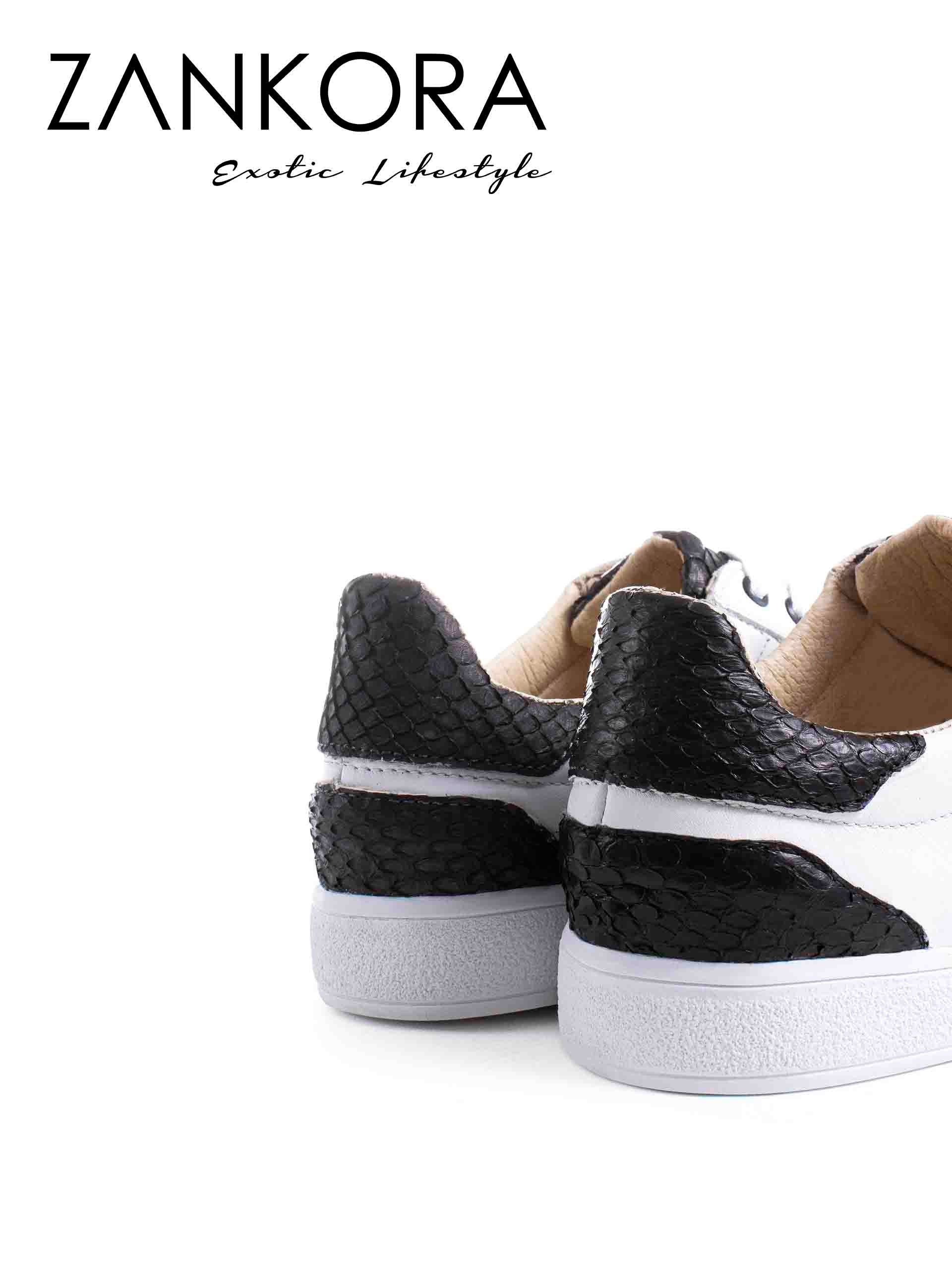 Tenis Blancos Lisos Detalles Pitón Negro - Tiendas Platino Tenis Hombre 25 MX