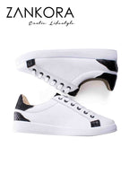 Tenis Blancos Lisos Detalles Pitón Negro - Tiendas Platino Tenis Hombre 25 MX