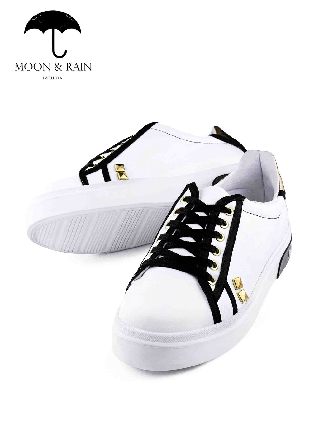 Tenis Blancos Con Picos Y Negro Det Dorados - Tiendas Platino Tenis Hombre 22 MX
