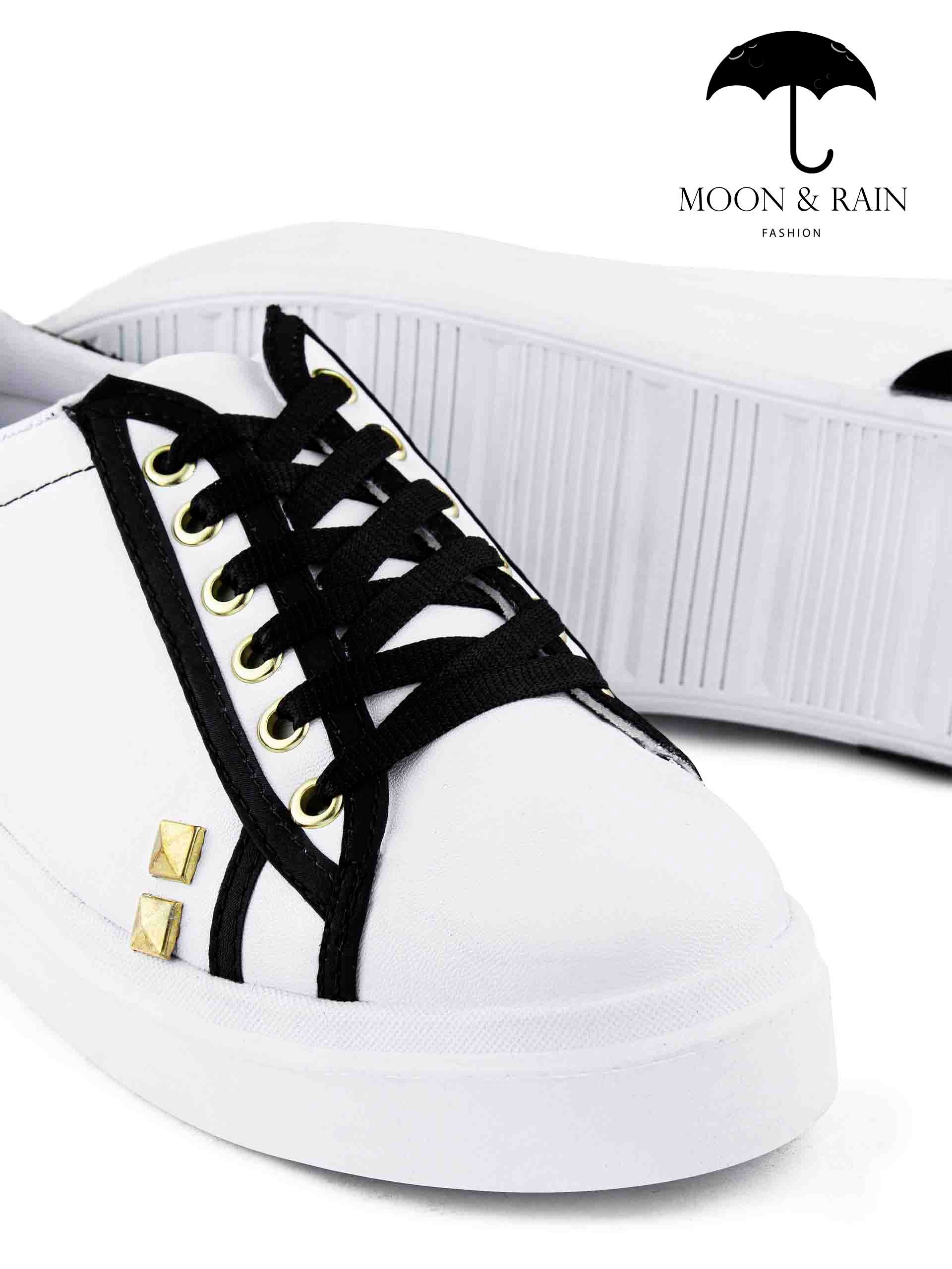 Tenis Blancos Con Picos Y Negro Det Dorados - Tiendas Platino Tenis Hombre 22 MX