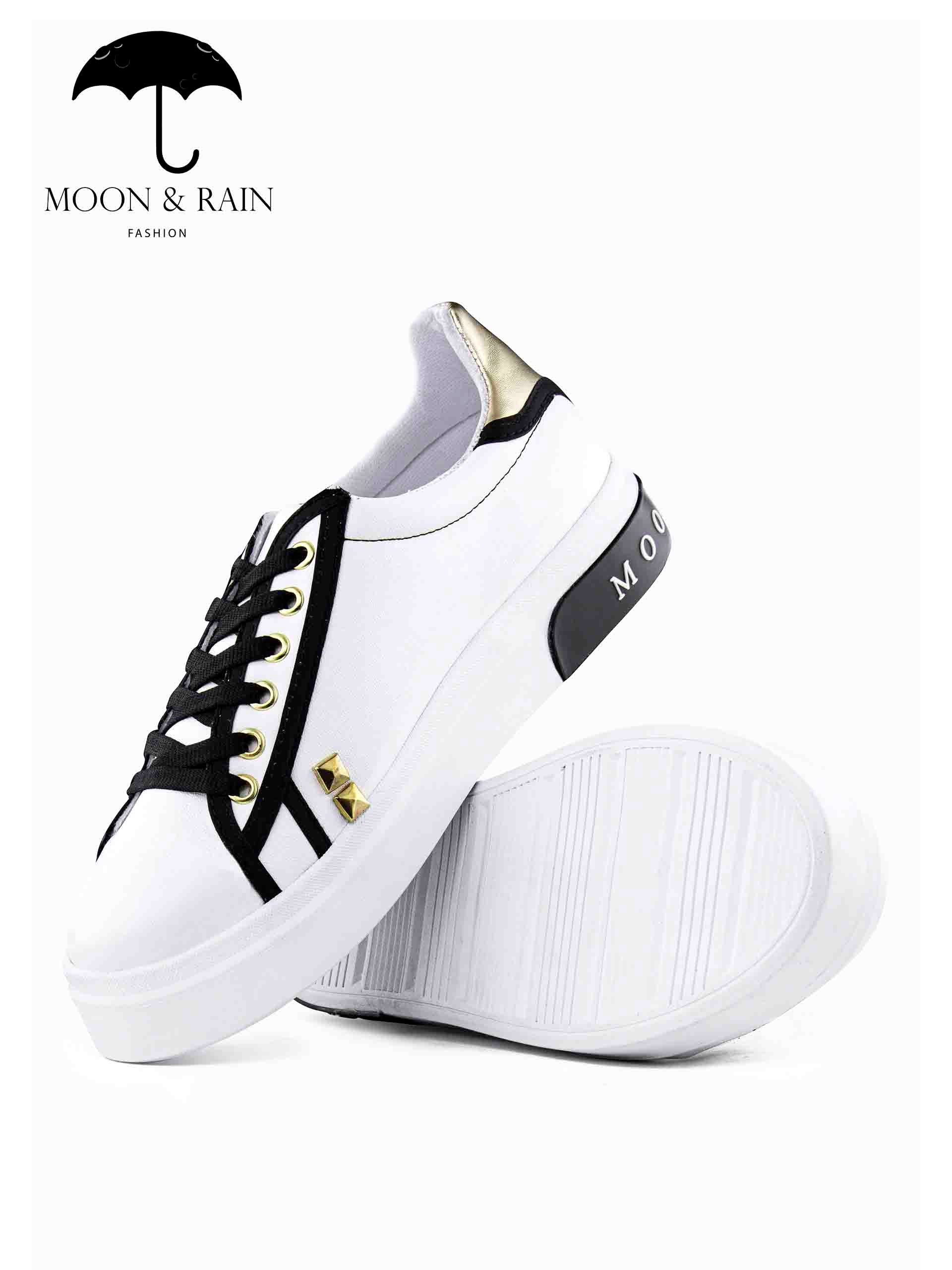 Tenis Blancos Con Picos Y Negro Det Dorados - Tiendas Platino Tenis Hombre 22 MX