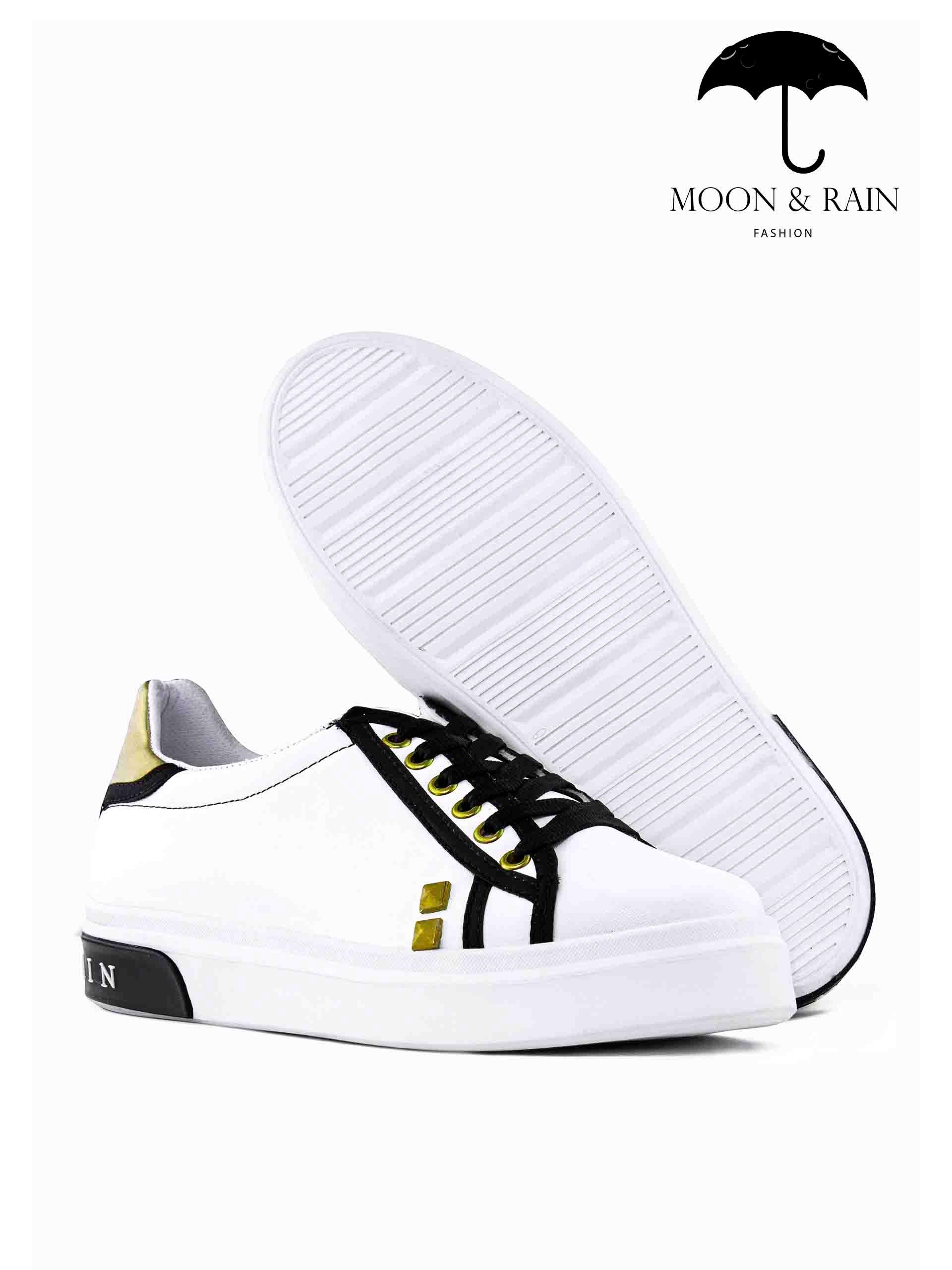 Tenis Blancos Con Picos Y Negro Det Dorados - Tiendas Platino Tenis Hombre 22 MX