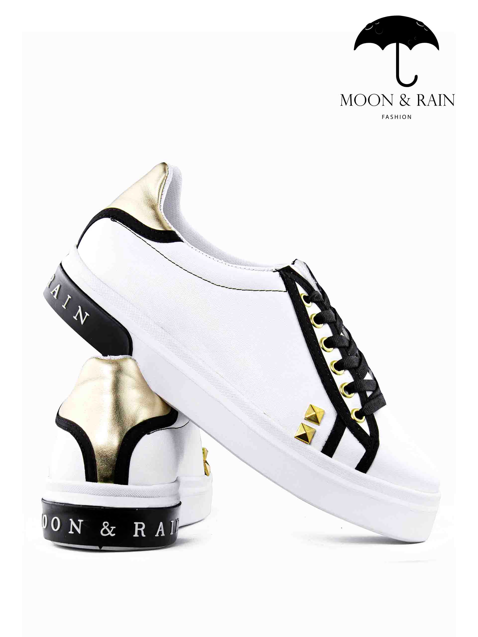 Tenis Blancos Con Picos Y Negro Det Dorados - Tiendas Platino Tenis Hombre 22 MX