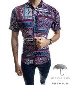 Camisa Hombre Casual Slim Fit Floreada Purpura - 34 (S)-Tiendas Platino