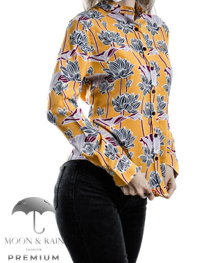 Blusa Mujer Casual Slim Fit Amarillo Floral