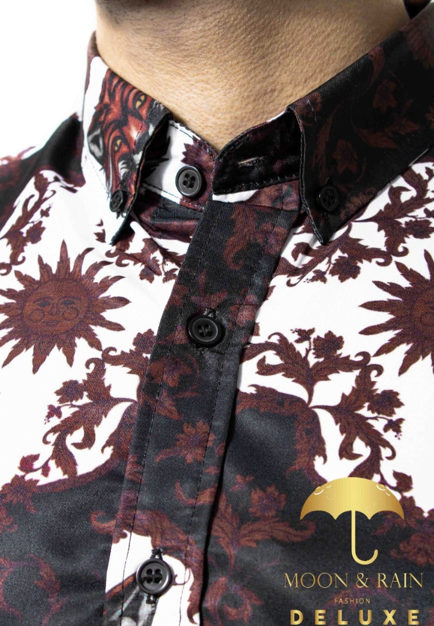 Camisa Hombre Casual Slim Fit Negra Zorro Y Sol Vino - 34 (S)-Tiendas Platino